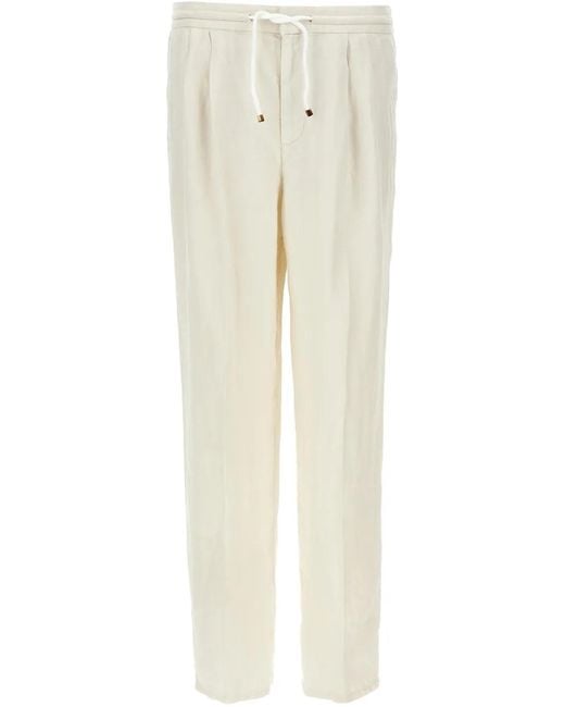 Brunello Cucinelli Natural Linen Trousers for men