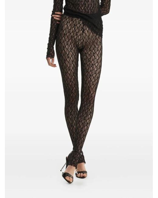 2310 STUDIO Black Hose mit Spitzenmuster