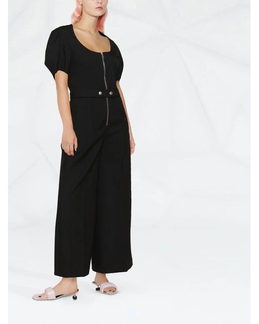 Stella McCartney Black Puff-Sleeve Zipped Wide-Leg Jumpsuit
