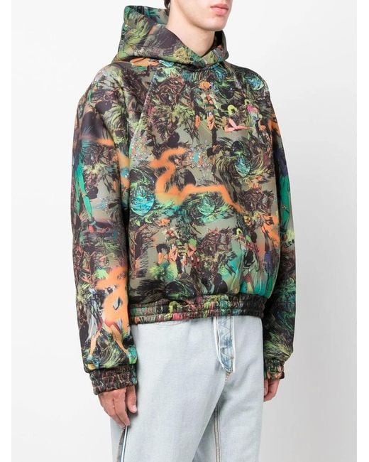 Liberal Youth Ministry Green Patterned Pullover Hoodie for men