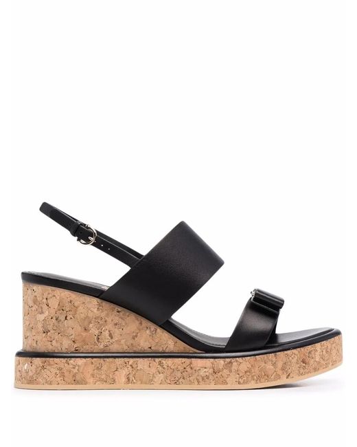 Ferragamo Black 55Mm Vara Bow Wedge Sandals