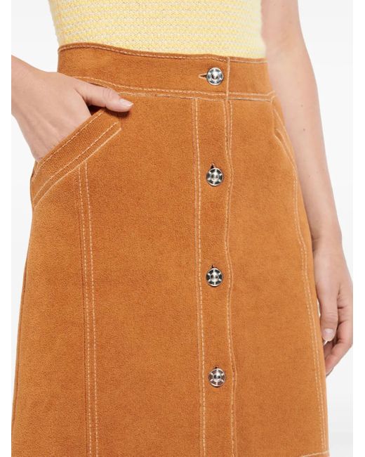 Barrie Orange High-Waisted Midi Skirt