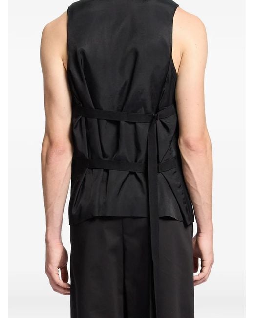 Ann Demeulemeester Black Juikko Striped Satin Waistcoat for men