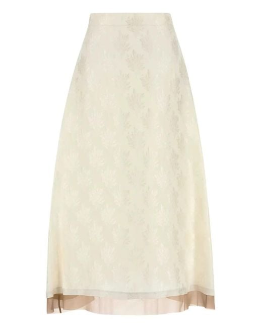 Fendi White Midirock mit Jacquardmuster