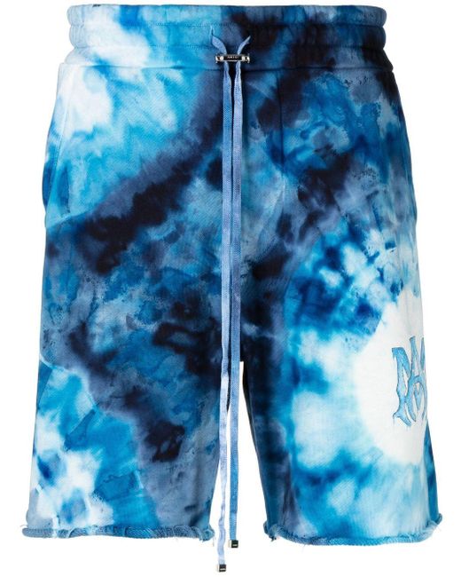 Amiri Tiedye Cotton Shorts in Blue for Men Lyst