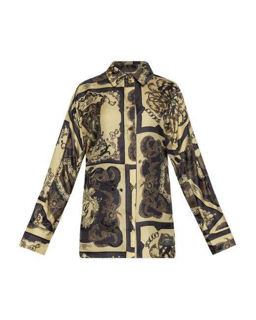 Ganni Yellow Printed Silk Shirt