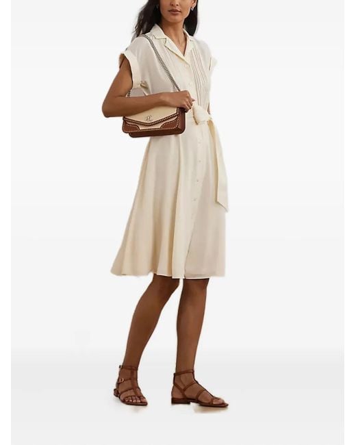 Ralph Lauren Natural Pleated Belted Shirt Dress