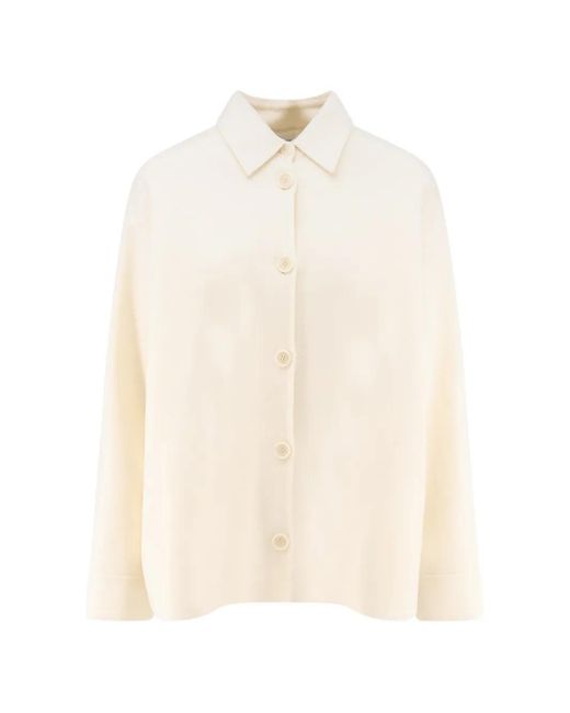 Aspesi White Button-Up Shirt Jacket