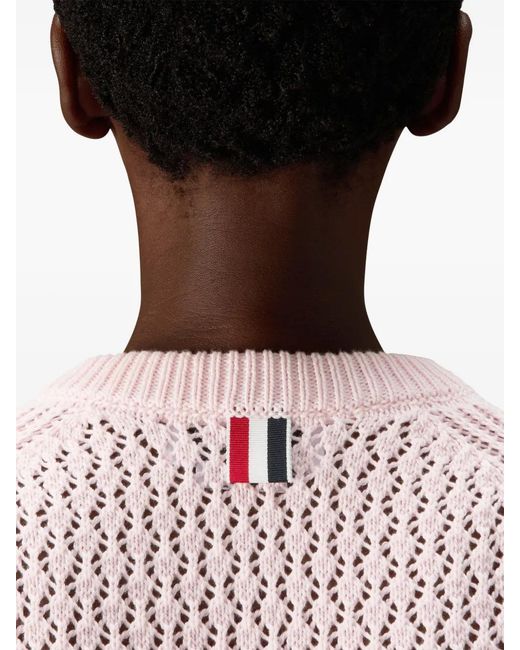 Thom Browne Pink Hector Pointelle-Stitch T-Shirt