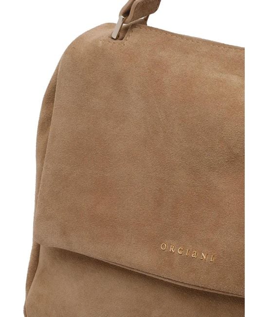 Orciani Brown Sac Cabas Sveva Peach Flowers À Fleurs