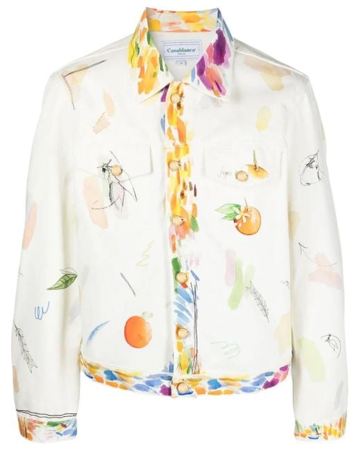 Casablanca White Work In Progress Denim Jacket for men