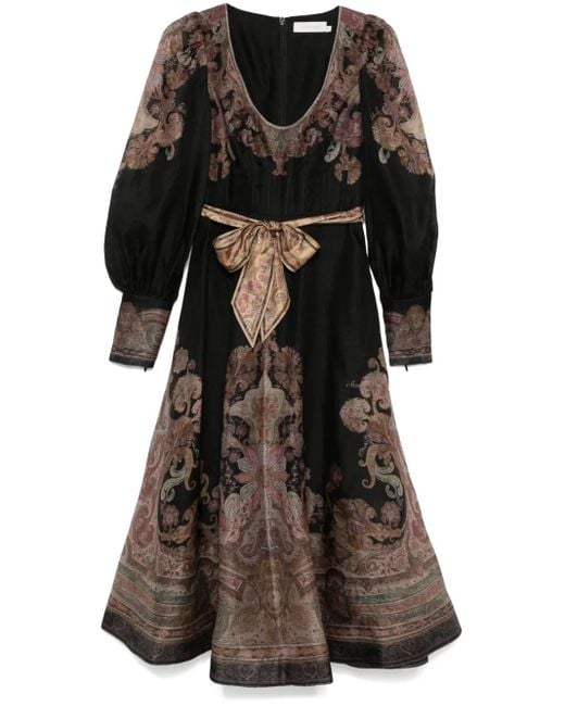 Zimmermann Black Illustration Structured Maxi Dress