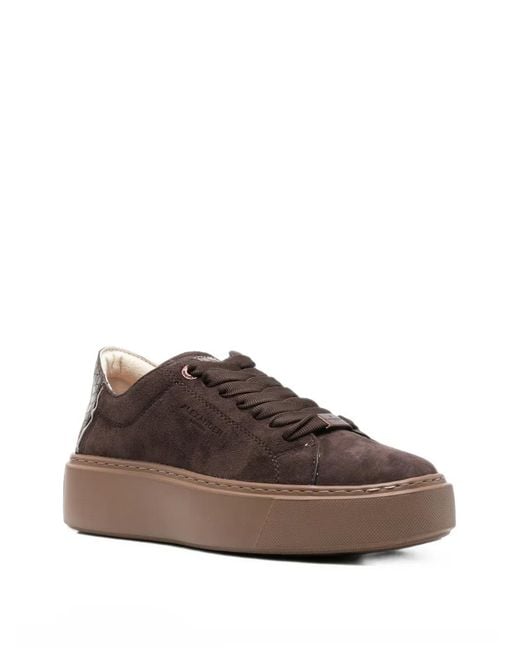 Alexander Smith Brown Croc-Effect Platform Sneakers