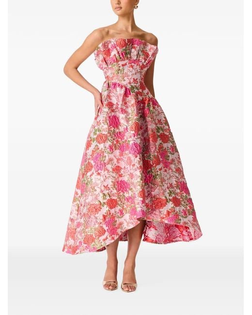 Elliatt Red Floralie Strapless Midi Dress
