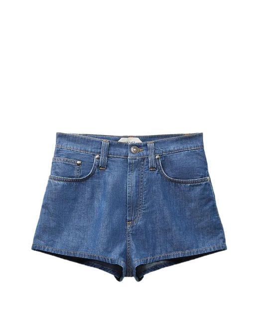 Versace Blue Chambray Denim Mini Shorts