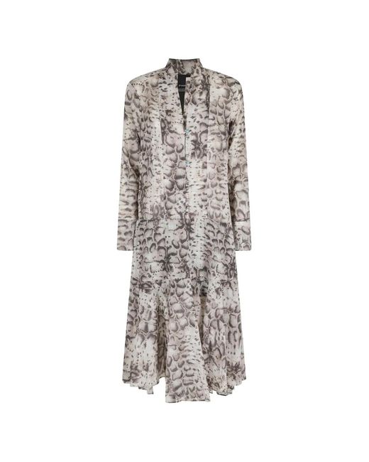 Pinko White Snakeskin-Print Tiered Dress