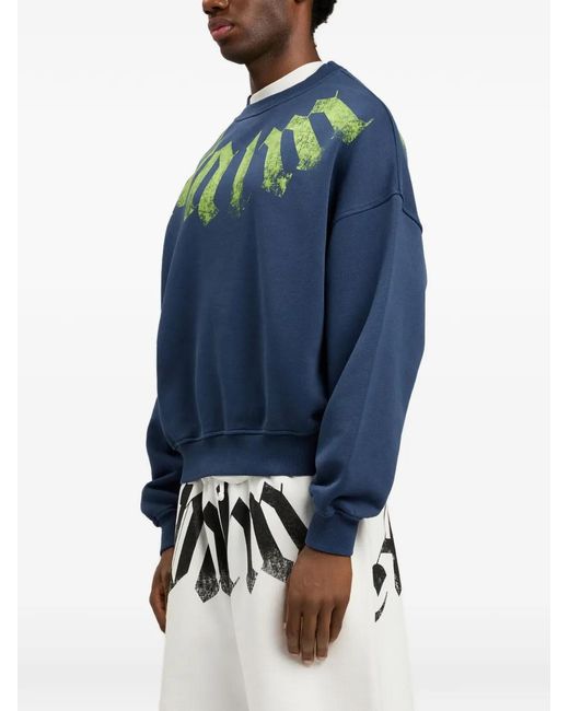 Palm Angels Blue Oversized Logo Sweatshirt for men