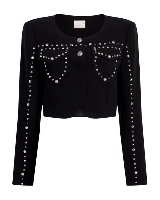 Cinq À Sept Black Olga Studded Cropped Jacket
