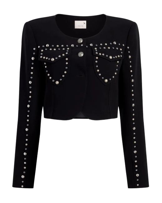 Cinq À Sept Black Olga Studded Cropped Jacket