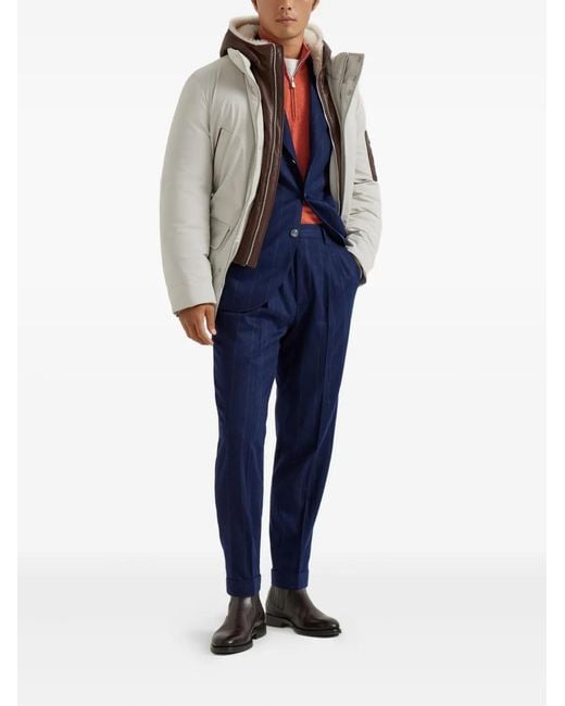 Brunello Cucinelli Gray Double Closure Padded Jacket for men