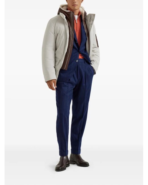 Brunello Cucinelli Gray Double Closure Padded Jacket for men