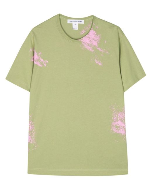 Comme des Garçons Green Spray Paint-effect Cotton T-shirt for men