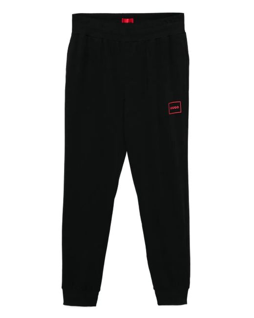 HUGO Black Logo-Printed Track Pants for men