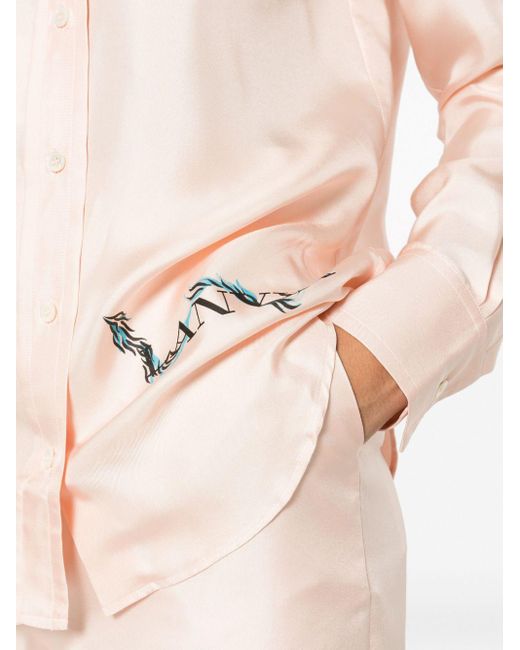 Lanvin Pink Logo-print Silk Shirt