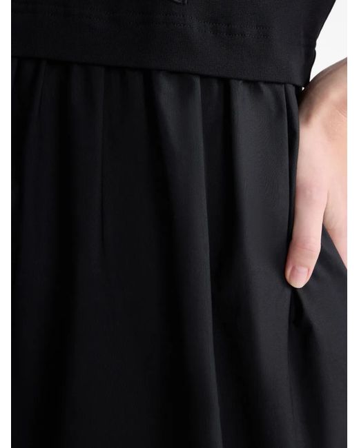 Patou Black Poplin Volume Midi Dress Crew Neck