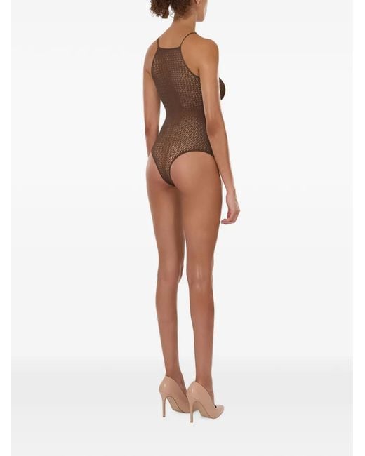 Wolford Brown Daisy Net Bodysuit