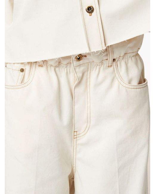 Miu Miu Natural Paperbag-waist Wide-leg Jeans