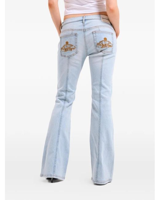 Juicy Couture Blue Crown-Embroidered Flared Jeans