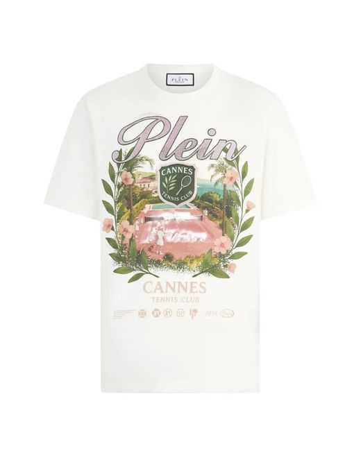 Philipp Plein White Cannes Tennis Club T-Shirt for men