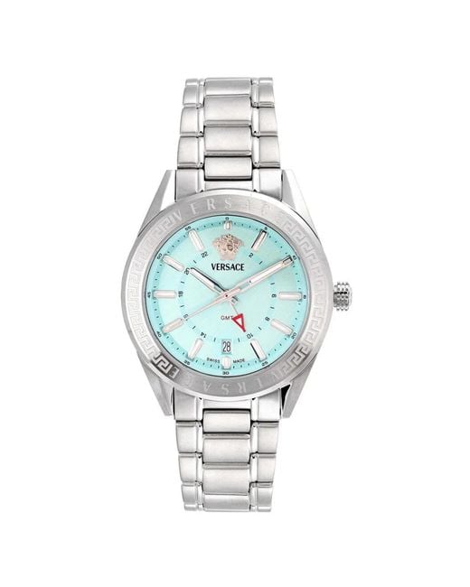 Reloj De Mm Con Bisel Greca Versace de hombre de color Blue