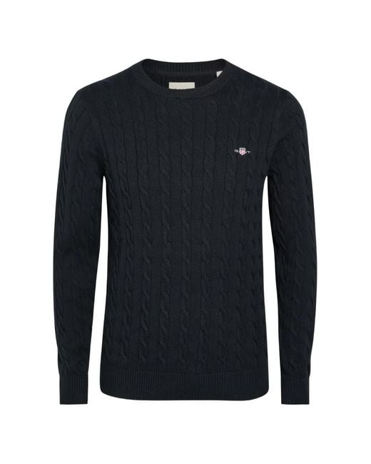 Gant Blue Cable-Knit Cotton Sweater for men