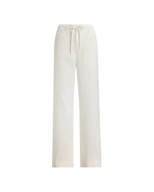 Polo Ralph Lauren White Drawstring Pull-On Trousers