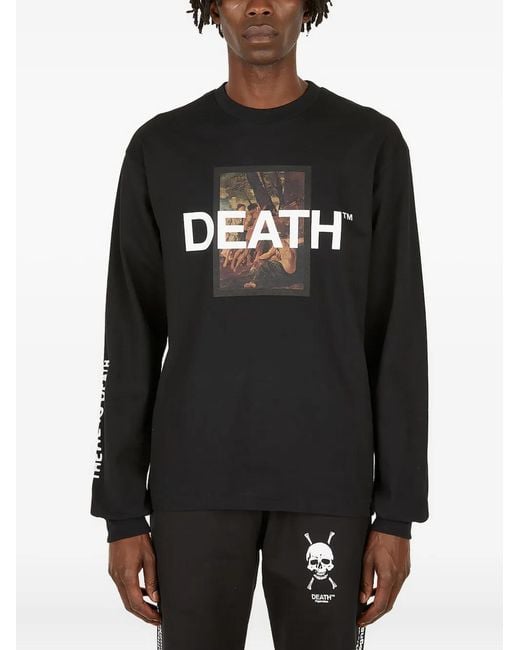 Death Cigarettes Black Graphic-Print Long-Sleeve T-Shirt for men