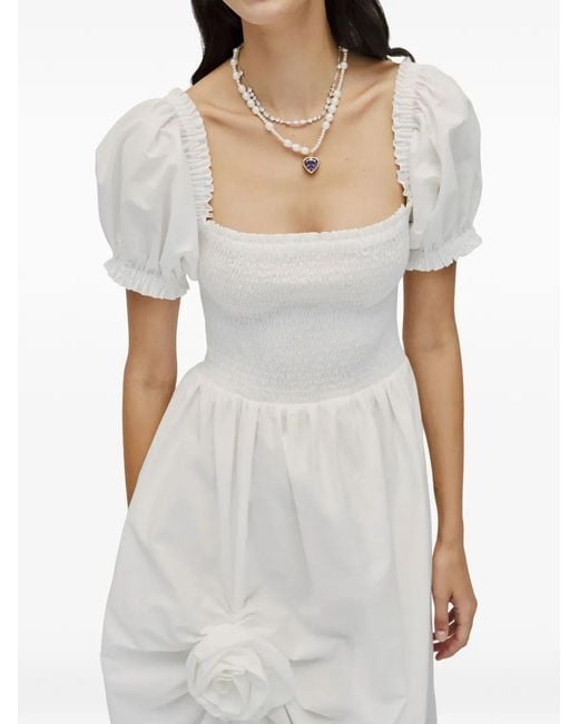 Sleeper White Cotton Midi Dress