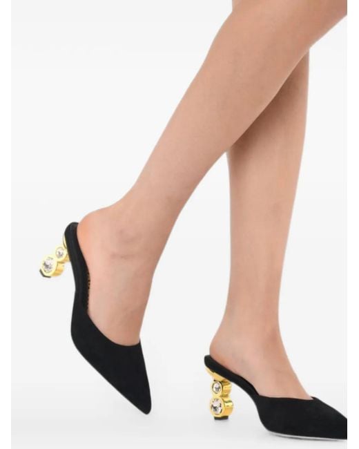 Kat Maconie Black Mules À Ornements En Cristal Laila