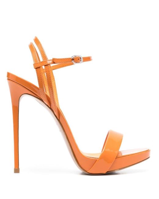 Le Silla Gwen Platform Patent Leather Sandals in Orange | Lyst