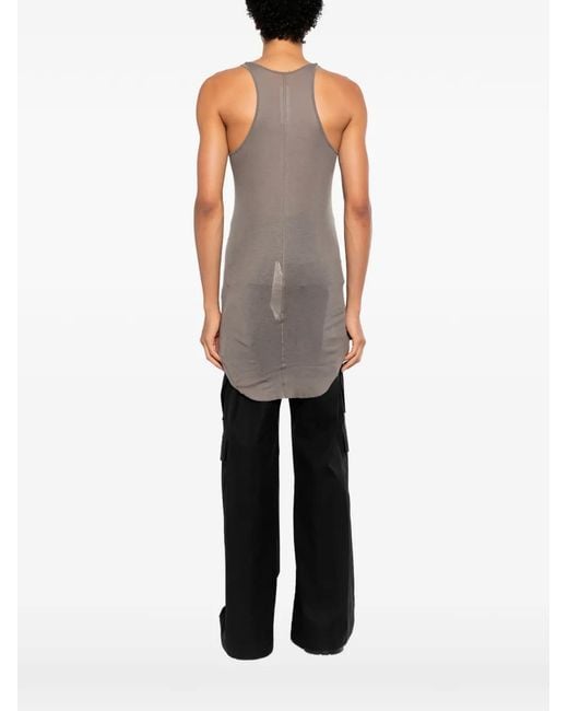 Rick Owens Gray Ribbed-Knit Curved-Hem Vest for men