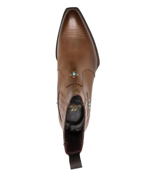 Lidfort Brown Stone-Embellished Leather Boots for men