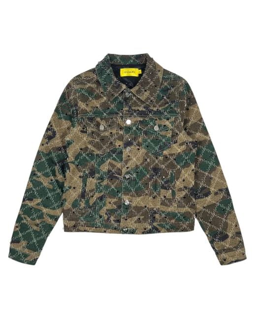 GUAPI Camo Embellished Denim Jacket in Green for Men | Lyst