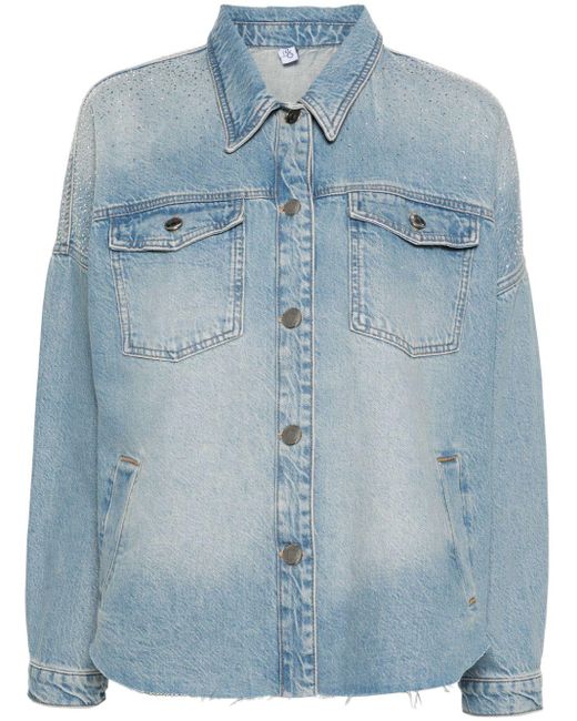 Liu Jo Blue Denim Jacket With Decorations And Front Pockets