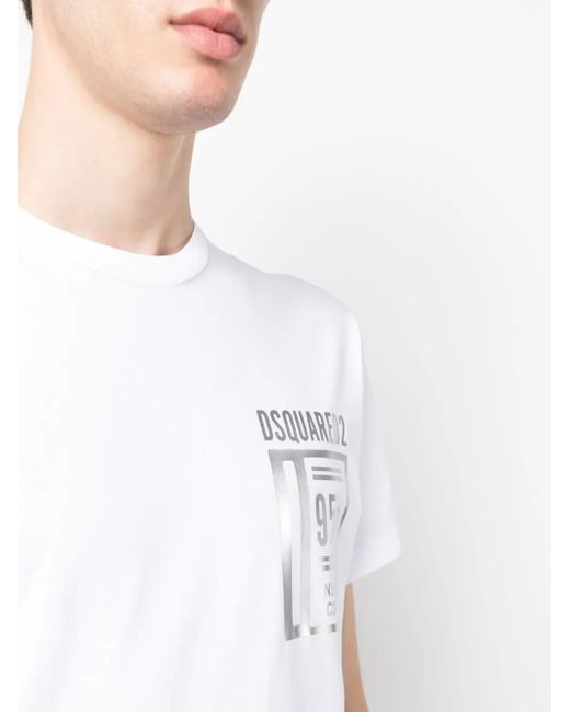DSquared² White Logo-Print Cotton T-Shirt for men