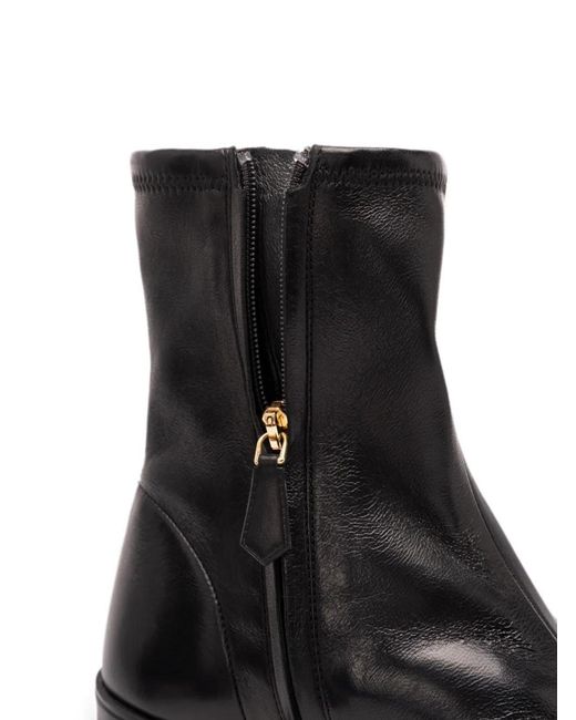Prada Black Logo-Plaque Platform Ankle Boots