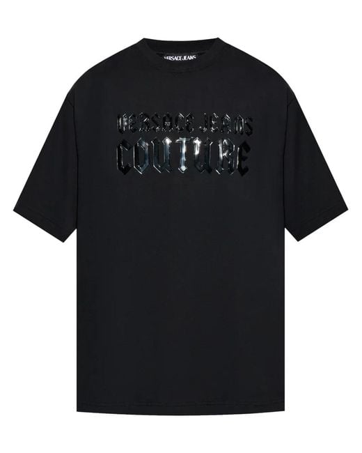 Versace Jeans Couture Black Logo-Patch T-Shirt for men