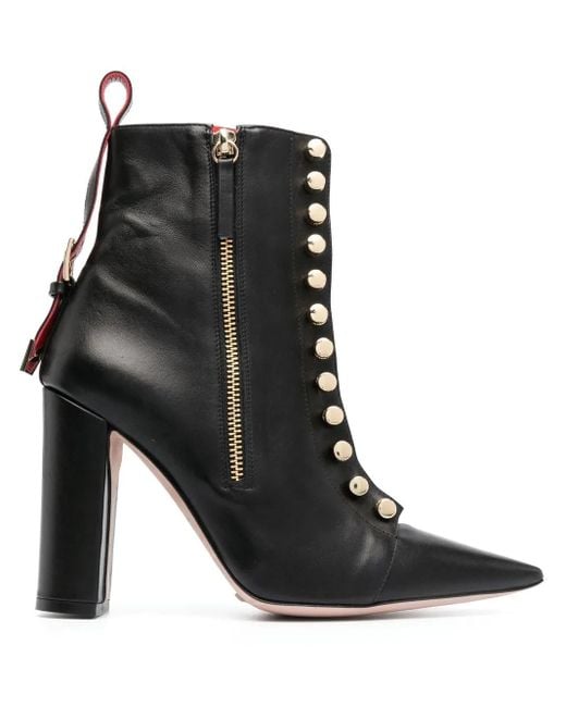 HARDOT Black Buckle-Detail Leather Ankle Boots