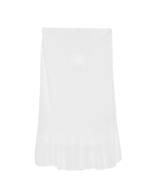Totême White Fluted-Hem Knitted Midi Skirt