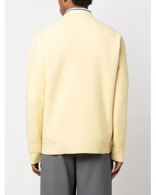 Jil Sander Yellow Ribbed-Trim Wool Jumper for men